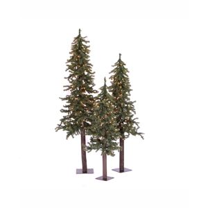 Vickerman 4' 5' 6' Natural Alpine Artificial Christmas Tree Set with 500 Clear Lights - Green