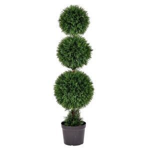 Vickerman 4' Artificial Potted Triple Ball Green Cedar Topiary