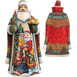 G.DeBrekht Woodcarved and Hand Painted Joy Hand Painted Santa Claus Figurine - Multi