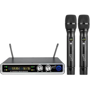 Supersonic Uhf Dual Flixed Microphone System with Dual Transmitters - Black