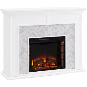 Southern Enterprises Anika Marble Tiled Electric Fireplace - White