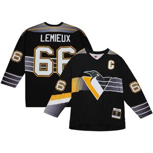 Men's Mitchell & Ness Mario Lemieux Black Pittsburgh Penguins Captain's Patch 1996/97 Blue Line Player Jersey - Black