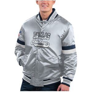 Men's Starter Gray Dallas Cowboys Home Game Satin Full-Snap Varsity Jacket - Gray