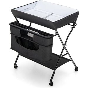 Slickblue Portable Adjustable Height Newborn Nursery Organizer with wheel - Black