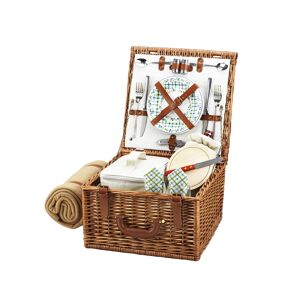 Picnic at Ascot Cheshire English-Style Willow Picnic Basket for 4 with Blanket - Jade