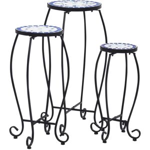 vidaXL Mosaic Tables 3 pcs Blue and White Ceramic - Blue