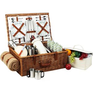 Picnic at Ascot Dorset English-Style Picnic, Coffee Basket for 4 with Blanket - Jade