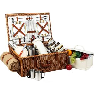 Picnic at Ascot Dorset English-Style Picnic, Coffee Basket for 4 with Blanket - Turquoise