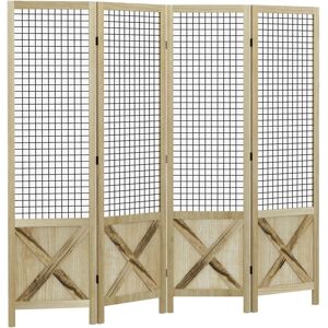 Homcom 4.7' 4 Panel Room Divider, Indoor Privacy Screens for Home, Natural - Natural