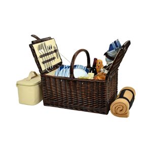 Picnic at Ascot Buckingham Willow Picnic Basket with Blanket - Service for 4 - Azure