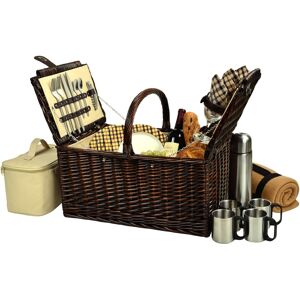 Picnic at Ascot Buckingham Willow Picnic, Coffee Basket for 4 with Blanket - Tan