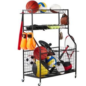 Lugo Heavy-Duty Heavy-Duty Garage Sports Equipment Organizer with Wheels - Black