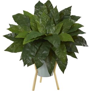 Nearly Natural 25in. Bird's Nest Fern Artificial Plant in Green Planter with Stand - Green