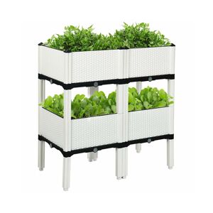 Costway Set of 4 Raised Garden Bed Elevated Flower Vegetable Herb - White