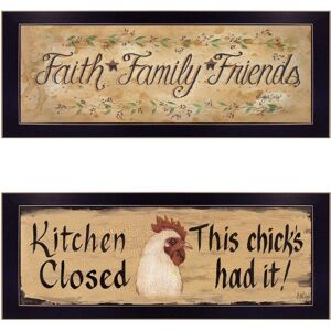 Trendy Decor 4U Faith Family Friends This Chick 2-Piece Vignette by Gail Eads, Black Frame, 20