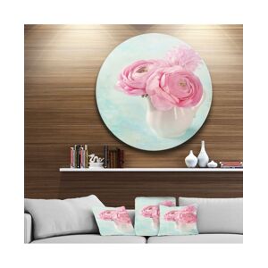 Design Art Designart 'Pink Ranunculus Flowers In Vase' Disc Floral Metal Circle Wall Art - 23