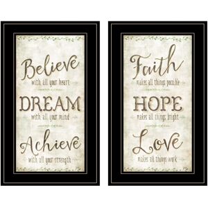 Trendy Decor 4U Faith / Believe 2-Piece Vignette by Mollie B, Black Frame, 12