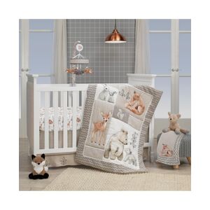 Lambs & Ivy Painted Forest Gray/Beige Woodland Animals 4-Piece Nursery Baby Crib Bedding Set - Tan