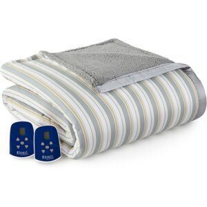 Shavel Reversible Micro Flannel to Sherpa King Electric Blanket - Metro Stripe