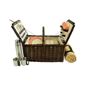 Picnic at Ascot Surrey Willow Picnic Basket for 2 with Blanket and Coffee Set - Orange