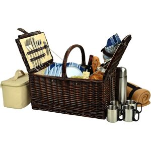 Picnic at Ascot Buckingham Willow Picnic, Coffee Basket for 4 with Blanket - Azure