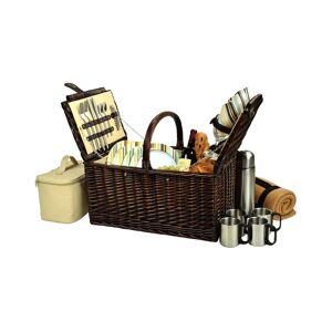 Picnic at Ascot Buckingham Willow Picnic, Coffee Basket for 4 with Blanket - Turquoise