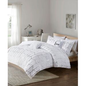 Intelligent Design Raina Metallic 5-Pc. Comforter Set, Full/Queen - White/silver