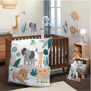 Lambs & Ivy Jungle Friends 5-Piece Safari Animals Nursery Baby Crib Bedding Set - Green