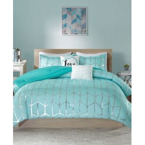 Intelligent Design Raina Metallic 5-Pc. Comforter Set, Full/Queen - Aqua/Silver