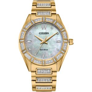 Citizen Eco-Drive Women's Crystal Gold-Tone Stainless Steel Bracelet Watch 34mm - Silver-tone