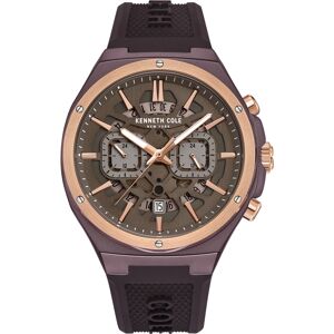 Kenneth Cole New York Men's Multi-Function Brown Dark Silicone Strap Watch 43.5mm - Brown Dark