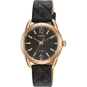 Citizen Drive from Citizen Eco-Drive Women's Black Quilted Leather Strap Watch 34mm FE6083-13E - Black