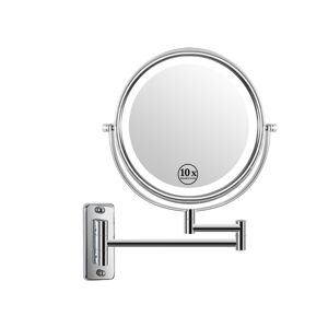 Simplie Fun 8-Inch Wall Mounted Makeup Vanity Mirror, 3S Led Lights, 1X/10X Magnification Mirror - Silver