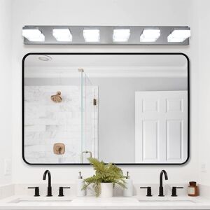 Simplie Fun Modern 6-Light Chrome Led Vanity Mirror Light Fixture For Bathrooms And Makeup Tables - Silver