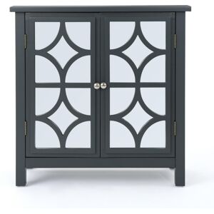 Noble House Melora Mirror Finished Double Door Cabinet - Charcoal