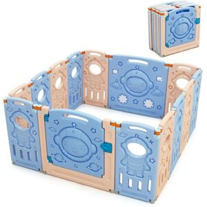 Slickblue 14-Panel Foldable Playpen Kids Activity Center with Lockable Door - Multicolor