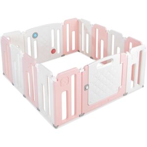 Slickblue 14 Panels Kids Safety Activity Play Center with Drawing Board - Pink