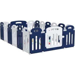 Qaba Baby Playpen, 18 Panels Sturdy Safety Play Yard with Anti-Slip Base - Blue