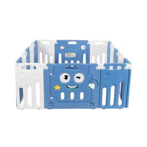 Slickblue 16-Panel Foldable Baby Playpen Kids Activity Centre-Blue - Blue