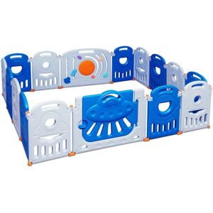 Slickblue 16-Panel Baby Playpen Safety Play Center with Lockable Gate-Blue - Blue