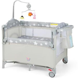 Slickblue 5-in-1 Portable Baby Beside Sleeper Bassinet Crib Playard with Diaper Changer - Beige