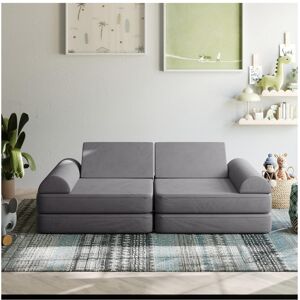 Emma+Oliver Conner Modular Play Couch For Kids With Convertible 6-Piece Design And Soft Foam Cushions - Gray