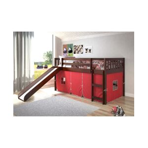 Donco Kids Twin Mission Tent Loft Bed with Slide - Dark Brown