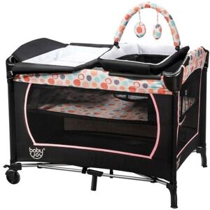 Slickblue 4-in-1 Convertible Portable Baby Playard with Changing Station - Pink