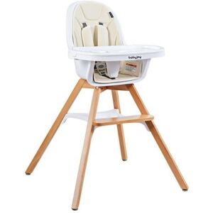 Slickblue 3-in-1 Convertible Wooden Baby High Chair - Beige