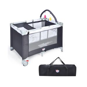 Slickblue Portable Baby Playard Playpen Nursery Center with Mattress - Grey