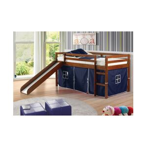 Donco Kids Twin Tent Loft Bed with Slide - Honey Brow