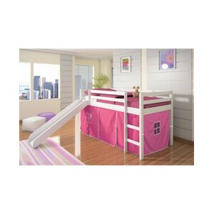 Donco Kids Twin Tent Loft Bed with Slide - White