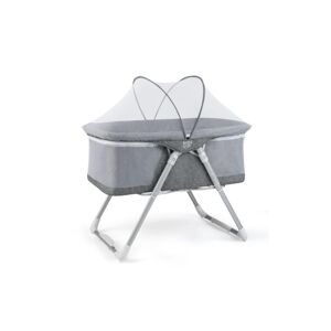 Slickblue 2-In-1 Baby Bassinet with Mattress and Net-Grey - Grey