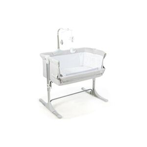Slickblue Height Adjustable Baby Side Crib with Music Box & Toys - Light grey